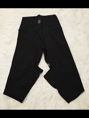 TNA Black Leggings with Gold Logo Accent